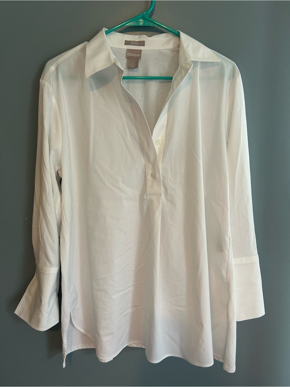 Chico's White Popover Tunic Shirt